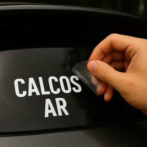 Calco Auto Al Piso Bajito Vinilo Ventana 15cm X 2 Uni Blanco