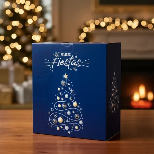 Caja Maletín Navideño Mediano Fiestas Regalos X 60u Azul