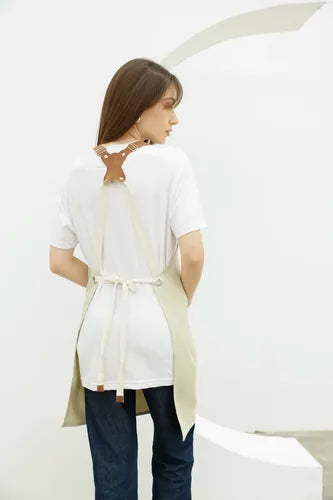 Delantal Maderero Deco Cruzado Gabardina Camel Cruzado