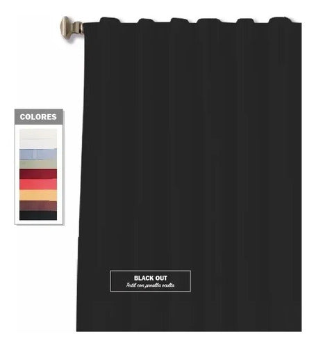 Cortina Blackout Touch Of Class Con Presilla Oculta 2x1,35 Negro