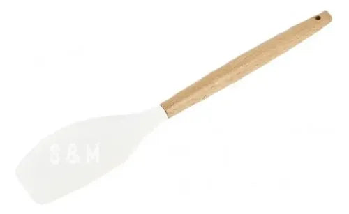 Espatula Revolvedora De Silicona Y Madera Linea Cream Color Blanco