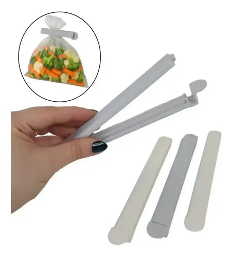 Broches Cierre Hermético Bolsas Clips Comidas Cocina X4 Gris y Blanco · 18680 · foto 04
