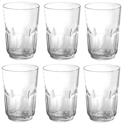 Set X12 Vaso Facetado Durax Genesis De Vidrio 420 Ml Color Transparente