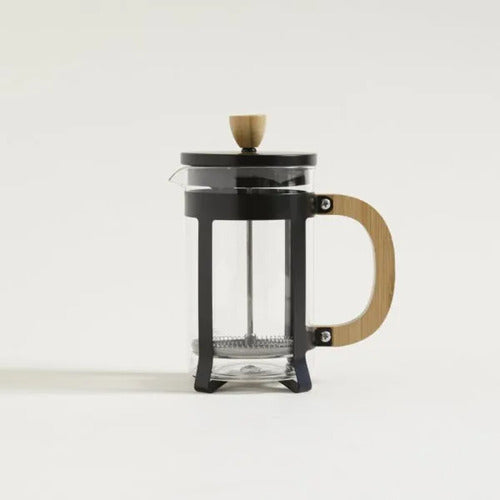 Cafetera Negra De Vidrio Y Bamboo Embolo Bambu 800cc Negro