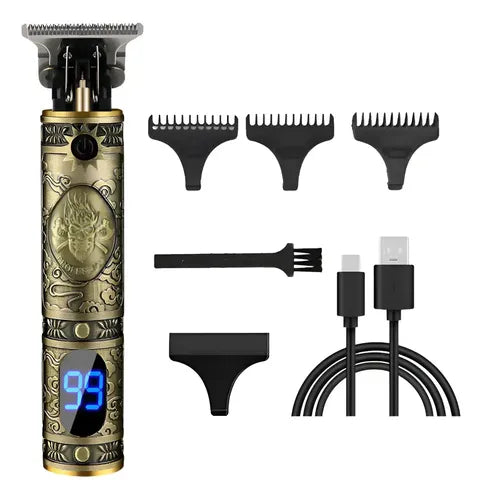 Maquina Patillera Barba Topsmart Recargable + Display Led Dorado Oscuro