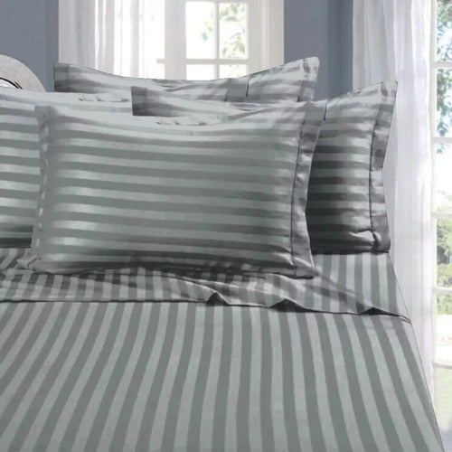 Juego de Sábanas 2 1/2 Plazas Cotton Touch Gris Oscuro · 16223 · foto 02