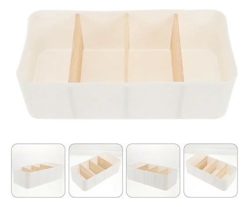 Organizador Multiuso Blanco 4 Divisiones Madera Casa Oficina