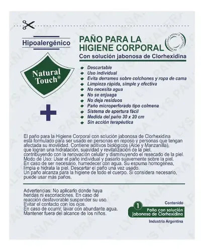Toallas Húmedas Natural Touch Floral Clorhexidina Bolsa 100 Unidades