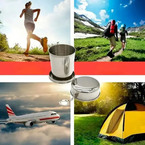 Vaso Plegable Telescópico de Acero para Camping 70ml Plateado · 16842 · foto 05