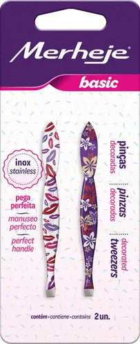 Kit Pinzas Para Cabello Y Cejas Decoradas Acero Inoxidable