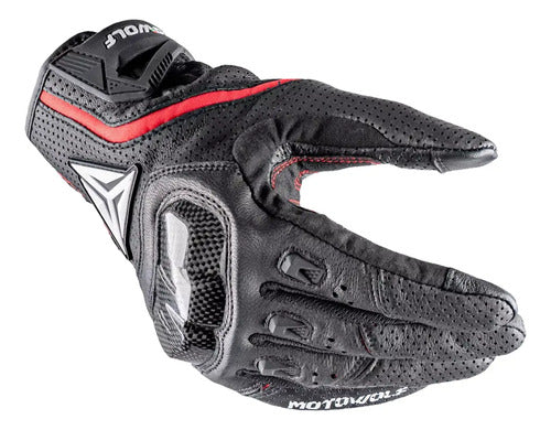Guantes De Moto Motowolf Mdl0305 Para Montar Con Pantalla Tá Color Negro/rojo Talla L Negro/rojo L
