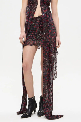 Pollera Falda Mini Gasa Volados Laterales Cher Mix Mujer