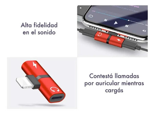 Adaptador 2 En 1 Splitter Carga Audio Para iPad iPhone Premi