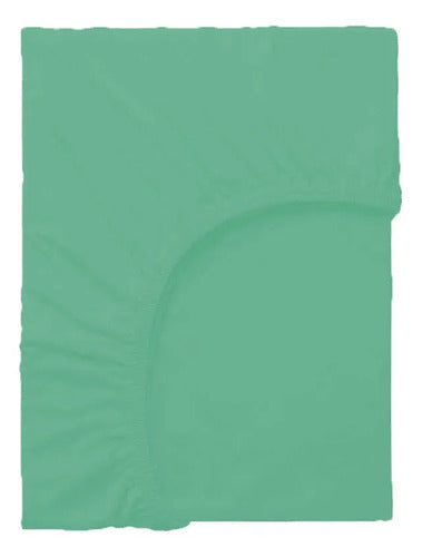 Sábana Ajustable Percal Distrito Blanco Para Cuna Verde Liso