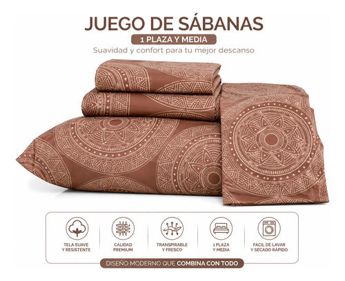 Juego Sábanas Microfibra Lexington 1 1/2 Plaza Home Bordó