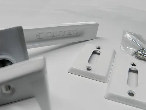 Manija Picaporte Aluminio Biselada Blanca Puerta Reforzada
