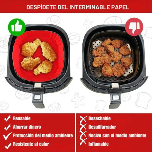Molde Bandeja Silicona Cuadrada Freidora Aire Air Fryer 5-7l · 20560 · foto 04