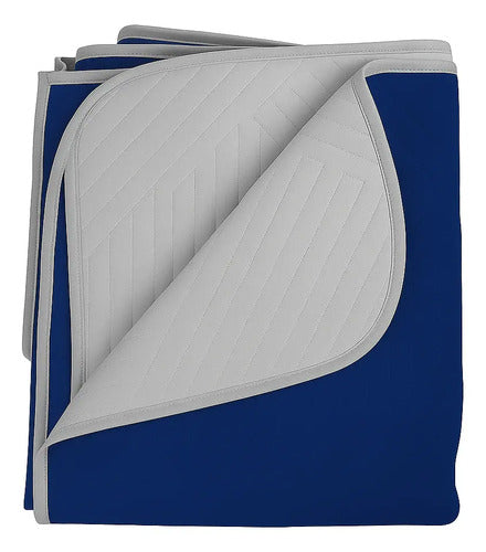 Colcha Cubrecamas Cover Liso Eco 1 1/2 Azul Y Blan