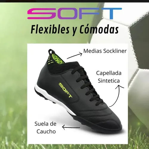 Botines de Fútbol Soft 310 FG/AG Césped Natural y Sintético Negro Talle 38 · 17045 · foto 10