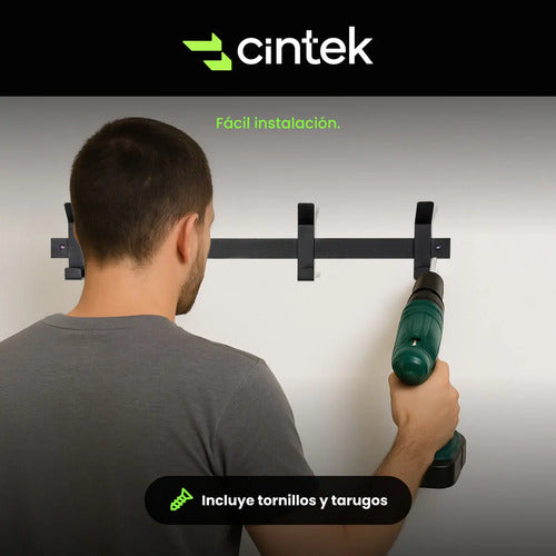 Perchero Pared Cintek Industrial Hierro Negro 4 Ganchos Resi