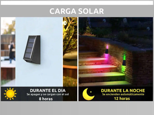 Aplique Exterior Bidireccional Panel Solar Luz Rgb Calida X2