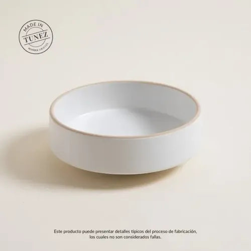 Bowl Compotera Tozeur Blanco Con Borde Natural 15cm Ceramica