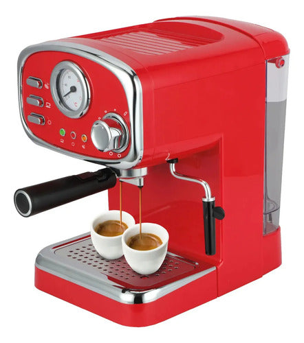 Cafetera Espresso Estilo Vintage Aiwa 1,25 L Con Vaporizador Color Rojo