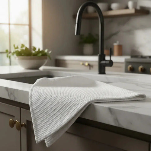 Repasador De Cocina Gourmet Algodón 48x58 Cm X 12 U Blanco Blanco Liso