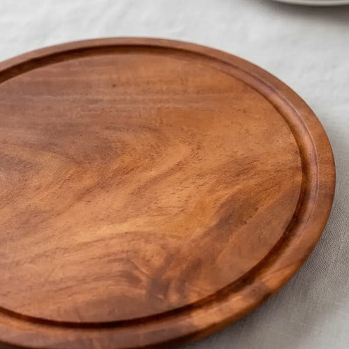 Plato Algarrobo Tabla Para Asado Y Picada De Madera Pizzera Marrón Liso