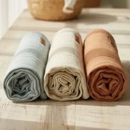 Kit x3 Muselinas de Gasa 100% Algodón para Bebé Blanco Gris Perla y Celeste · 17516 · foto 01
