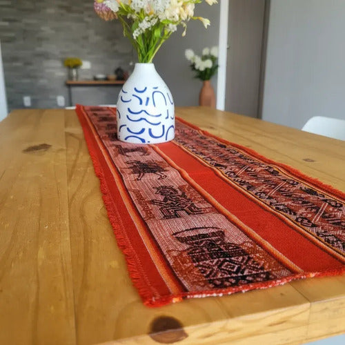Camino De Mesa Norteña Deco Inca Corto 115cm Marro Terracota