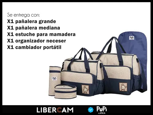 Bolso Maternal Set 5 Piezas Azul Oscuro Puntos · 16606 · foto 06