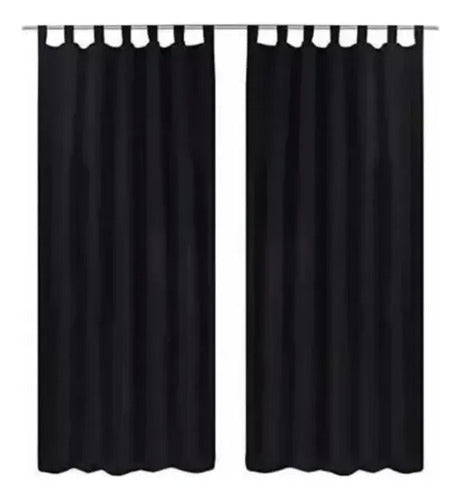 Cortina Tropical Mecanico 2 Paños Listas P/ Colgar 2 X 1,3 M Negro