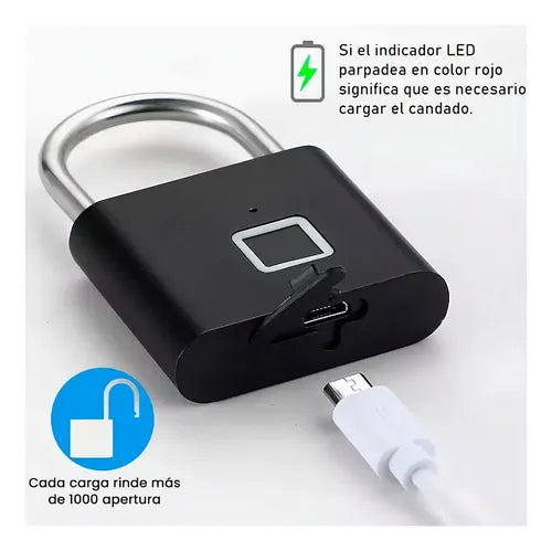 Candado Inteligente Recargable Huella Digital Bluetooth Antirrobo Negro · 18944 · foto 05