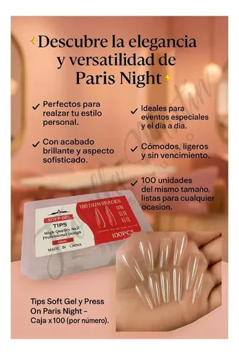 Tips Soft Gel y Press On Paris Night Caja X100 Cuadrada 0 Transparente · 2007 · foto 03