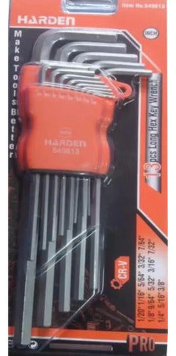 Juego De Llaves Allen 13pzas Pulgada Harden 540613 Largas Naranja