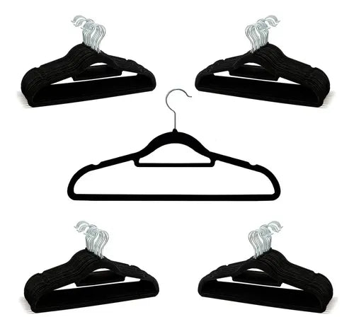 Perchas Negras Percha Terciopelo Pack De 20 Unidades Color N