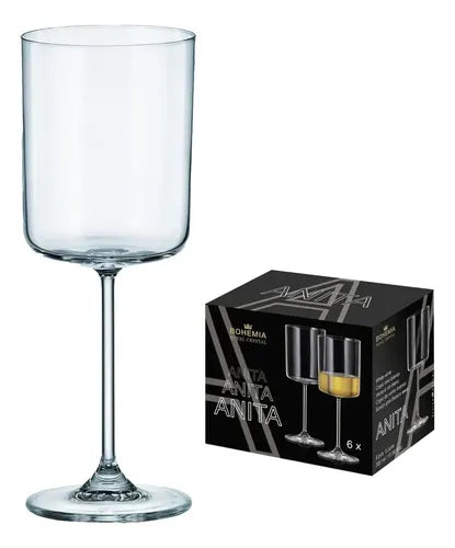 Set X 6 Copas De Vino Anita Elegante Cristal De Bohemia
