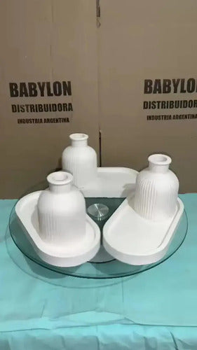 Bandeja de Yeso Ovalada Decorativa para Vela o Suculenta Pack x 10 Blanco · 15783 · foto 02