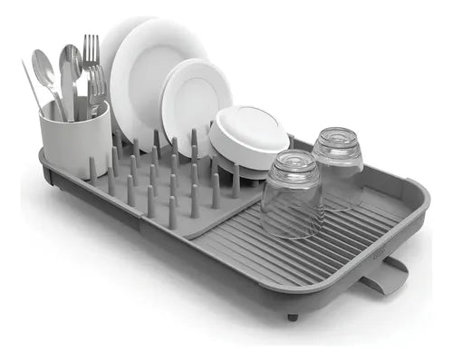 Escurridor De Platos Expandible Drenaje Rajado Gris
