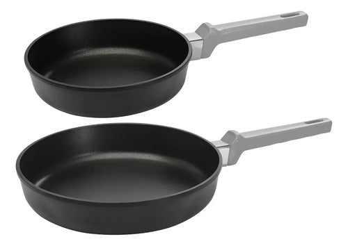 Set X2 Sartenes 20cm Y 24cm De Aluminio Fundido Con Recubrimiento Antiadherente Sin Pfoa Con Mango Gris Tio Tito