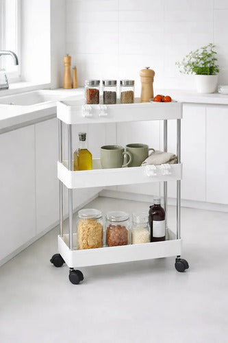 Carrito Organizador Estantes Cocina Alacena Lbs Con Ruedas Blanco