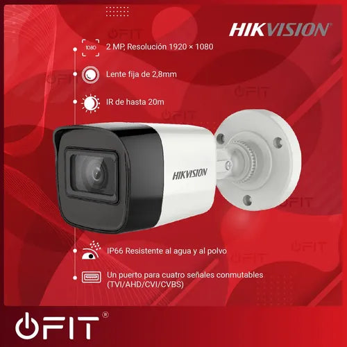 Kit Seguridad Hikvision Dvr 4ch + 2 Bullet 1080p + Cable