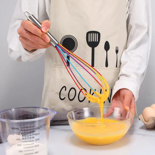 Batidor Manual Silicona 26cm Mango Acero Inox Reposteria Col
