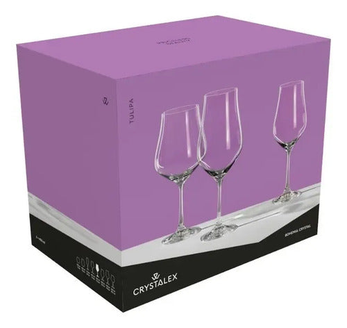 Copas Vino Cristal De Bohemia Copón Tulipa 450ml Set X 6 Cristalino