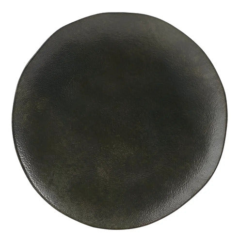 Platos Playos Onyx Porto Brasil Gres Negro 26.5cm Pack 6
