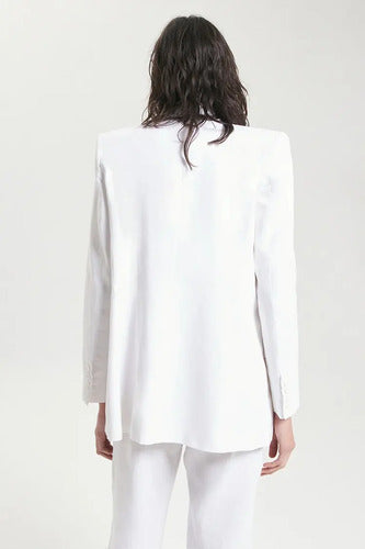 Saco Gladiolo Off White Mujer Maria Cher Lino Off White Lisa