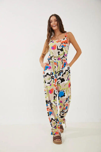 Mono Enterito Estampado Largo Mujer Corte Palazzo Rimmel