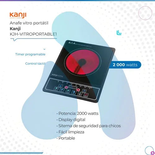 Anafe Electrico Vitroceramica Kanjihome Portátil 2000 Watts