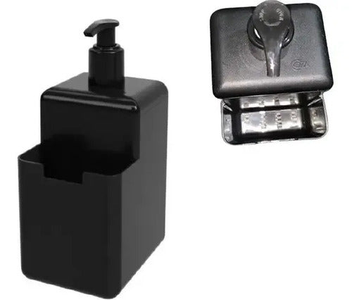 Dispenser Detergente Organizador Porta Esponja Cocina Coza Color Negro